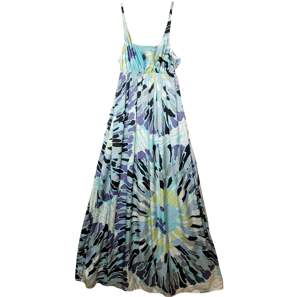 BCBGeneration Abstract Floral Empire Waist Maxi Dress Sleeveless M Art To Wear